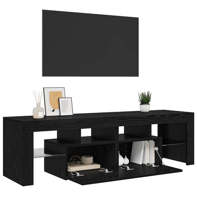 Szafka pod TV z oświetleniem LED, czarny dąb, 140x36,5x40 cm