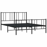 Metalowa rama łóżka z wezgłowiem i zanóżkiem, czarna, 120x200cm vidaXL