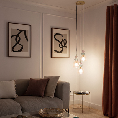 Lampa Wisząca Szklana Fioletowa 3xE14 35cm Abruzzo Koloreno