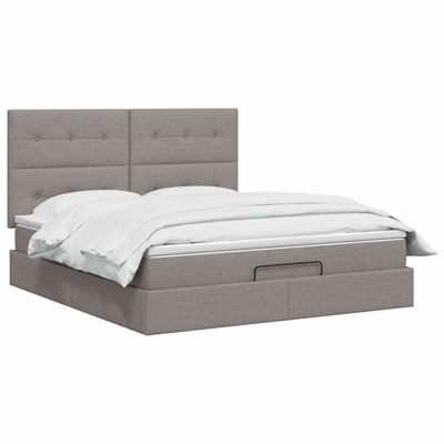 Łóżko ottoman z materacem Ciemnoszary 140 x 190 cm tkanina