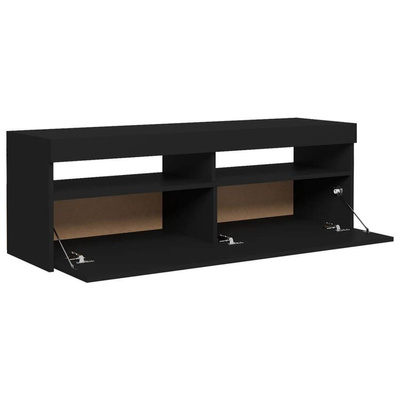 vidaXL Szafka pod TV z oświetleniem LED, czarna, 120x35x40 cm
