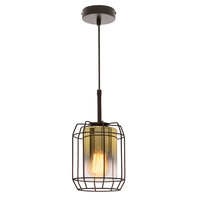 JONERA lampa wisząca czarny 1x40W E27 klosz złoty