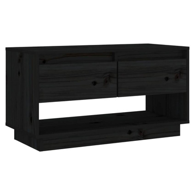 vidaXL Szafka pod TV, czarna, 74x34x40 cm, lite drewno sosnowe