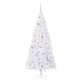 Sztuczna choinka z 300 diodami LED Biały 180 cm PVC i stal