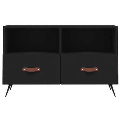 vidaXL Szafka pod TV, czarna, 80x36x50 cm, materiał drewnopochodny