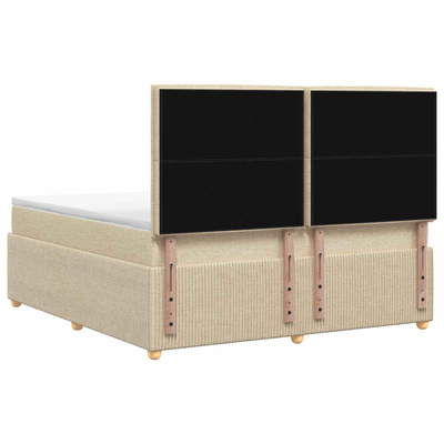 Łóżko z box spring LED z materacem kremowy 160 x 200 cm tkanina