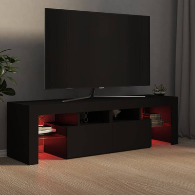 vidaXL Szafka pod TV z oświetleniem LED, czarna, 140x36,5x40 cm