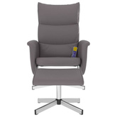 vidaXL Rozkładany fotel masujący z podnóżkiem, szary, sztuczna skóra