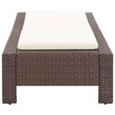 vidaXL Leżak z poduszką, brązowy, polirattanowy