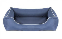 Legowisko dla psa Sofa Valencia Standard w kolorze niebieskim z białym wykończeniem Rozmiar: M - 80 x 60 cm