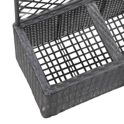 vidaXL Donica z kratką i 2 wkładami, 58x30x107 cm, polirattan, czarna