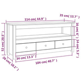 vidaXL Szafka pod TV, czarna, 114x35x52 cm, lite drewno sosnowe