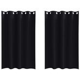 Firany blackout z kółkami 2 pcs Czarny 175 x 140 cm Poliester
