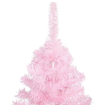 vidaXL Sztuczna choinka z lampkami i bombkami, różowa, 120 cm, PVC
