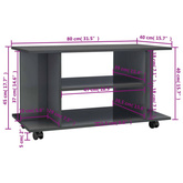 vidaXL Szafka pod TV, wysoki połysk, szara, 80x40x45 cm