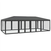 Namiot imprezowy z 12 ścianami z siatki, antracyt, 8x4 m, HDPE