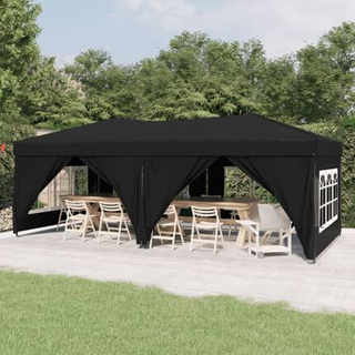 vidaXL Składany namiot imprezowy ze ściankami, czarny, 3x6 m