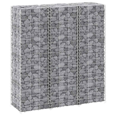 Wysokie donice gabionowe, 3 szt., 30x30x100 cm, żelazo