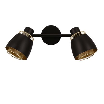 Aleksandria lampa sufitowa listwa 2x40w klosz czarny+złoty