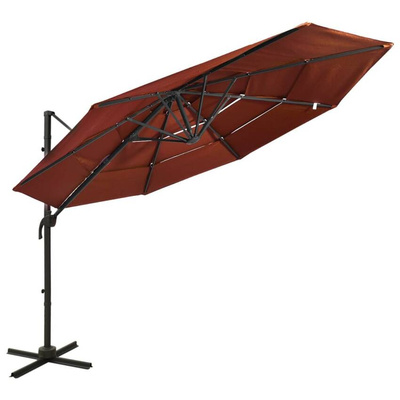 vidaXL 4-poziomowy parasol na aluminiowym słupku, terakotowy, 3x3 m