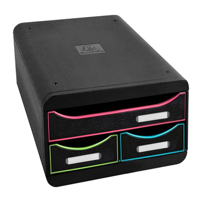 Exacompta Organizer z 3 szufladkami na biurko Black Office, czarny