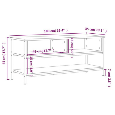 vidaXL Szafka pod TV, szary dąb sonoma, 100x35x45 cm