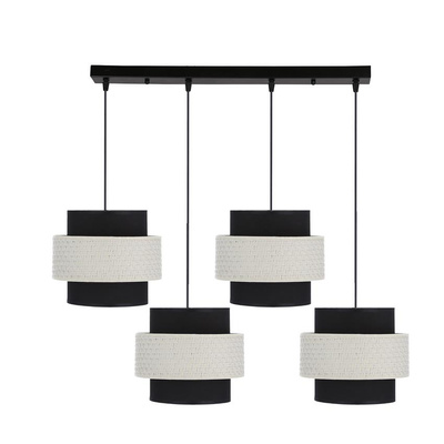 Lampa wisząca z abażurami Benta czarna 4-płomienna do salonu nad stół