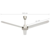 vidaXL Wentylator sufitowy, 142 cm, srebrny
