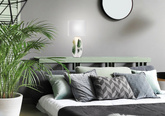 Lampka nocna Palma biała ceramiczna rustykalna z abażurem