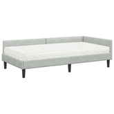Rama Łóżka Narożnego z Materacem 2 szt. Jasnoszary 90 x 190 cm