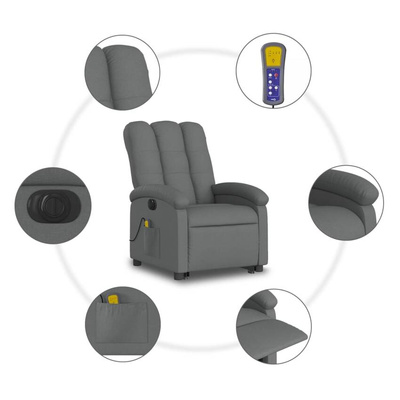 vidaXL Podnoszony fotel masujący, elektryczny, rozkładany, ciemnoszary