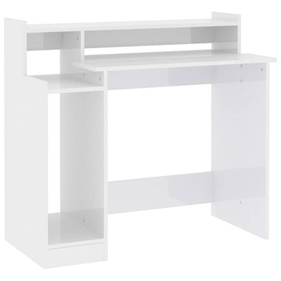 vidaXL Biurko z podświetleniem LED, białe, wysoki połysk, 97x45x90 cm