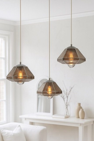 Designerska geometryczna Lampa wisząca ETCHi – CHROME E27 AD306