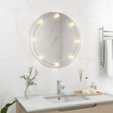 vidaXL Lustro ścienne z lampkami LED, okrągłe, szklane