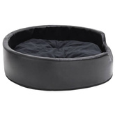 vidaXL Legowisko dla psa, czarne, 79x70x19 cm, plusz i ekoskóra