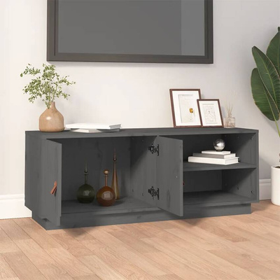 vidaXL Szafka pod TV, szara, 105x34x40 cm, lite drewno sosnowe