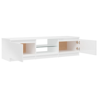 vidaXL Szafka pod TV z LED, biała, wysoki połysk, 140x40x35,5 cm