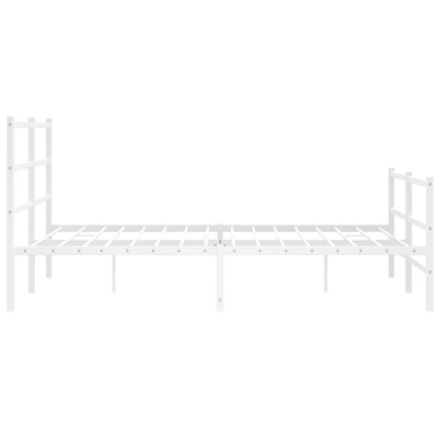 Metalowa rama łóżka z wezgłowiem i zanóżkiem, biała, 150x200 cm