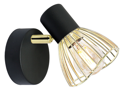 Kinkiet pojedynczy 1X40W E14 czarno-złoty lampa ścienna Fly 91-61874