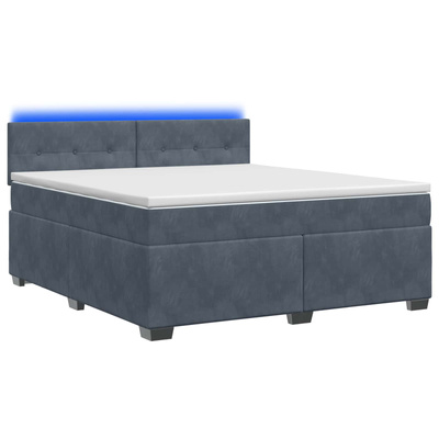 Łóżko Box Spring z materacem i LED ciemnoszary 180 x 200 cm