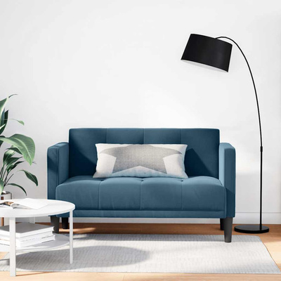 Sofa dwuosobowa niebieska 111 cm aksamitna