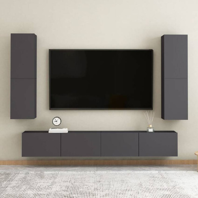 vidaXL Szafki telewizyjne, 2 szt., szare, 30,5x30x110 cm