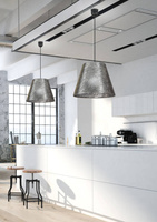 Lampa wisząca z abażurem Platino srebrna nowoczesna do salonu