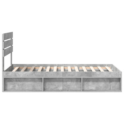 Ramka łóżka Szary beton 100 x 200 cm Lite drewno sosnowe