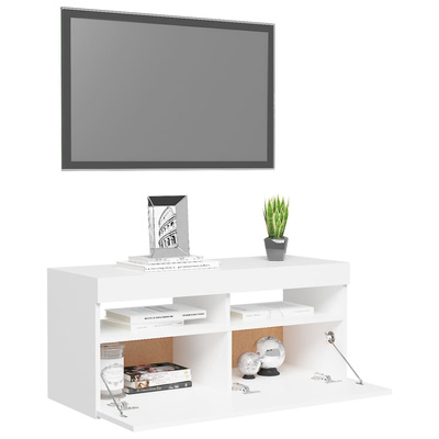 pod TV z oświetleniem LED, biała, 90x35x40 cm Szafka