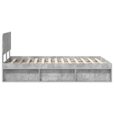 Ramka łóżka Szary beton 135 x 190 cm Lite drewno sosnowe
