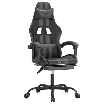 vidaXL Obrotowy fotel gamingowy z podnóżkiem, czarno-szary model standard