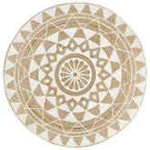 vidaXL Ręcznie wykonany dywanik, juta, biały nadruk, 150 cm