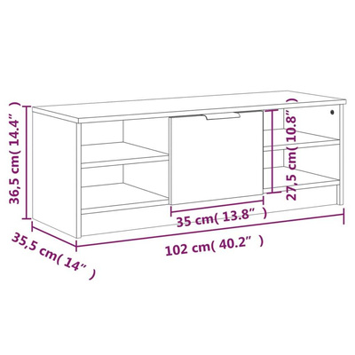 vidaXL Szafka pod TV, biała, 102x35,5x36,5 cm, materiał drewnopochodny