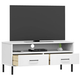 vidaXL Szafka pod TV OSLO, metalowe nóżki, biała, sosnowa model standard
